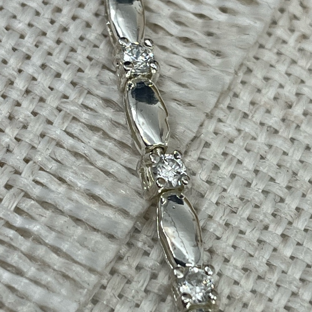 Vintage 7.5" Sterling Silver Marquise & Round Accent Bracelet - Picture 6 of 16